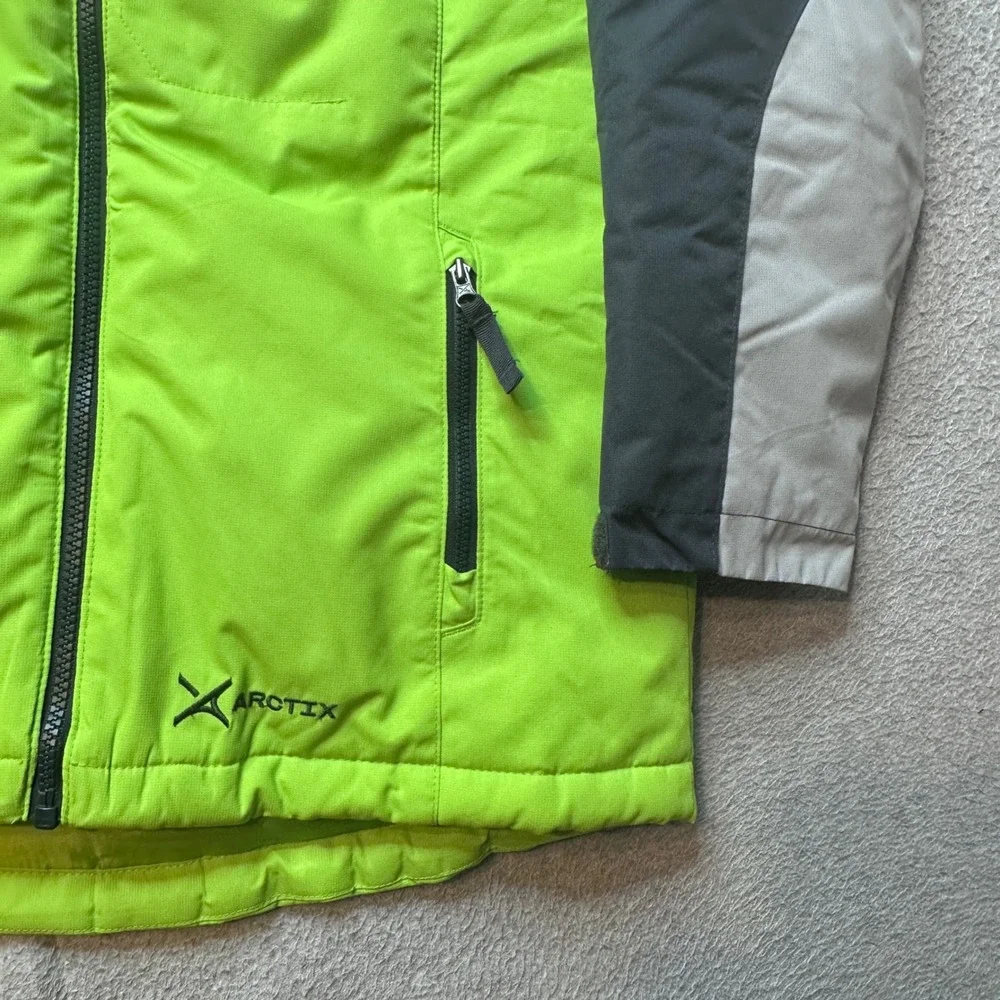 Arctix Winter Jacket Kids L Lime Green Grey 83896HRY Insulated Hooded‎ Ski Coat